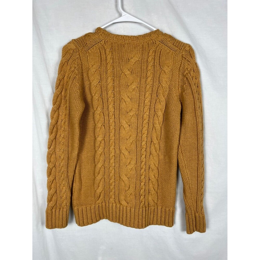 L.L. Bean Light Brown Yellow Women's Double L Cable Knit Fisherman Style Sweater - Picture 6 of 6